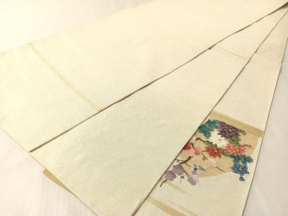 平和屋着物●爪掻き本綴れ　太鼓柄袋帯　地紙鳳凰花文　金銀糸　正絹　逸品　CABN2886vp
