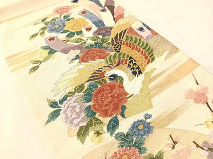 平和屋着物●爪掻き本綴れ　太鼓柄袋帯　地紙鳳凰花文　金銀糸　正絹　逸品　CABN2886vp