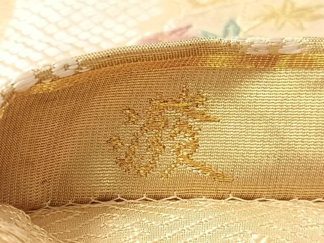 平和屋着物●京都西陣　手織り一筋　おび弘謹製　六通柄袋帯　唐織　撥　雪輪花文　金銀糸　正絹　逸品　CABN2887vp