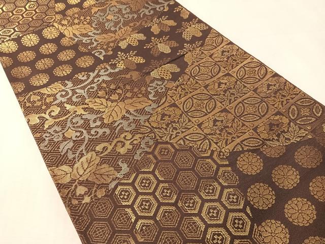 平和屋着物●桝屋高尾　六通柄　本袋帯　切嵌吉祥花文　金銀糸　正絹　逸品　CABN2889vp