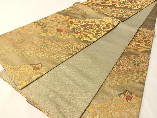 平和屋着物●紋屋井関　御寮織　六通柄袋帯　更紗唐草文　金糸　正絹　逸品　CABN2890vp