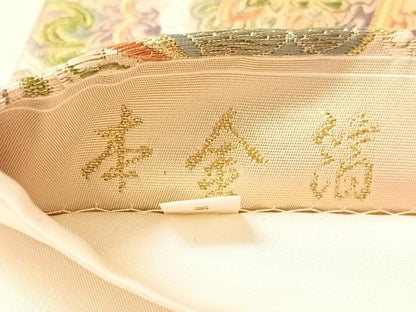 平和屋着物●老舗織元　泰生織物　六通柄袋帯　唐織　更紗吉祥文　本金箔　正絹　逸品　CABN2895vp