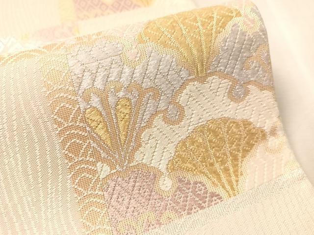 平和屋着物●六通柄袋帯　唐織　市楽銀杏文様　金銀糸　正絹　逸品　未使用　CABN2898vp