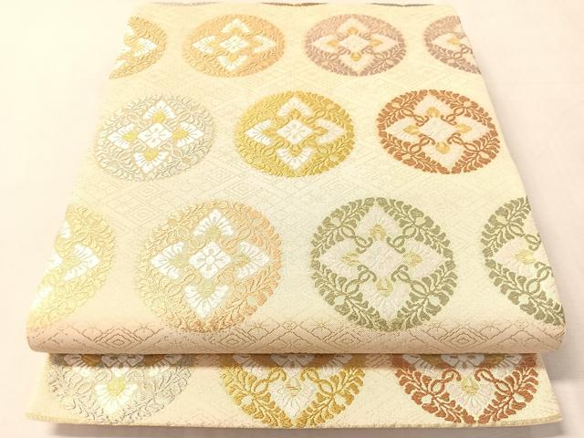 平和屋着物●六通柄袋帯　唐織　花丸文　金糸　正絹　逸品　CABN2899vp