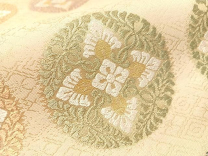 平和屋着物●六通柄袋帯　唐織　花丸文　金糸　正絹　逸品　CABN2899vp