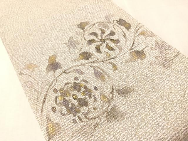平和屋着物●太鼓柄袋帯　花唐草文　金通し地　正絹　逸品　CABN2905vp