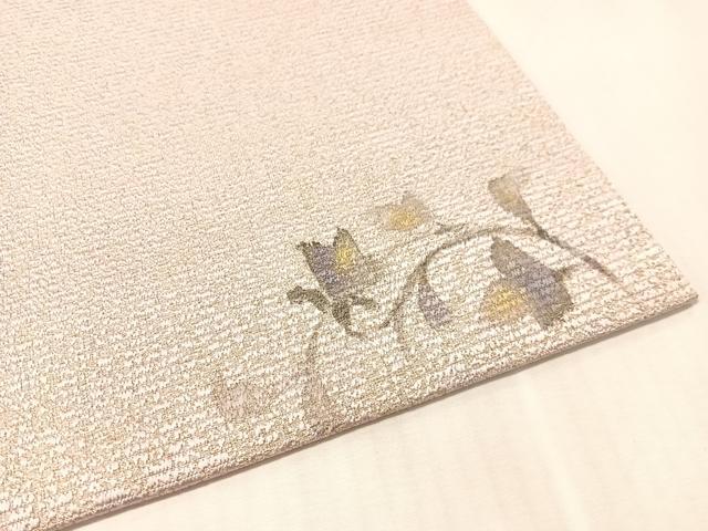 平和屋着物●太鼓柄袋帯　花唐草文　金通し地　正絹　逸品　CABN2905vp