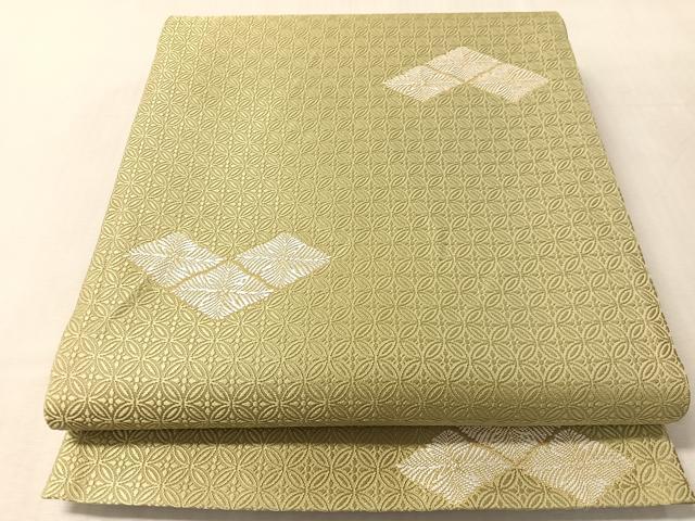 平和屋着物●六通柄袋帯　唐織　有職羊歯菱　金糸　正絹　逸品　CABN2909vp