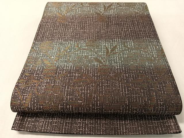 平和屋着物●両面　六通柄袋帯　笹蔓花文　金糸　正絹　逸品　未使用　CABN2910vp