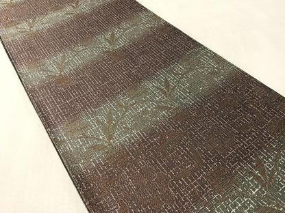 平和屋着物●両面　六通柄袋帯　笹蔓花文　金糸　正絹　逸品　未使用　CABN2910vp