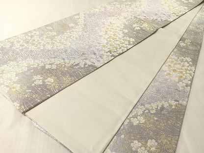 平和屋着物●六通柄袋帯　舞桜　金銀糸　正絹　逸品　CABN2911vp