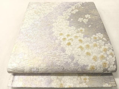 平和屋着物●六通柄袋帯　舞桜　金銀糸　正絹　逸品　CABN2911vp