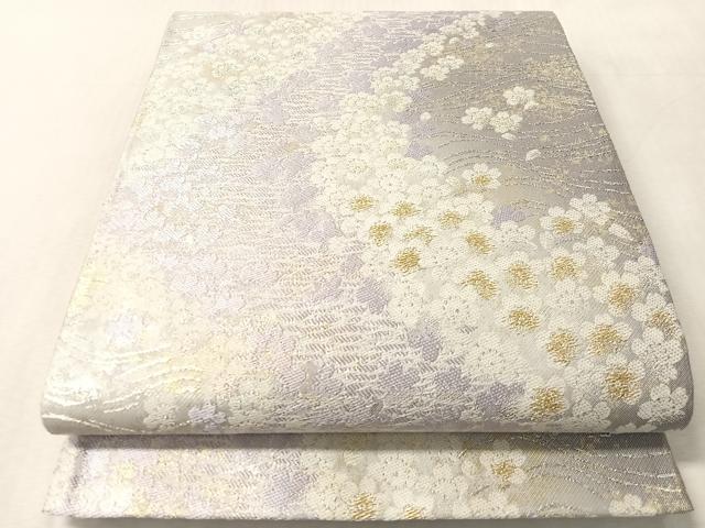 平和屋着物●六通柄袋帯　舞桜　金銀糸　正絹　逸品　CABN2911vp