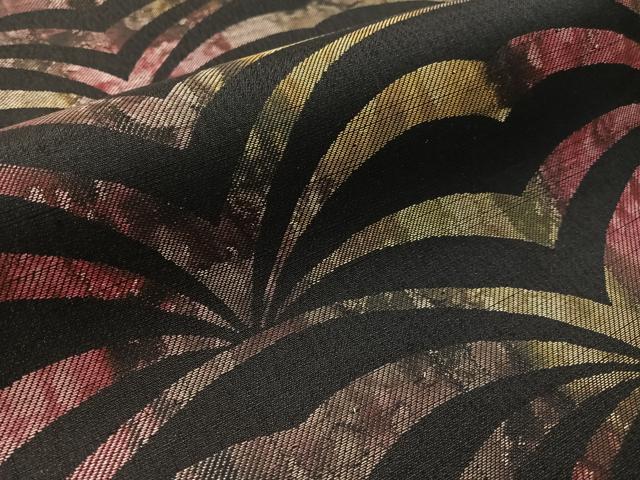 平和屋着物●六通柄袋帯　吉祥文　黒地　正絹　逸品　未使用　CABN2912vp