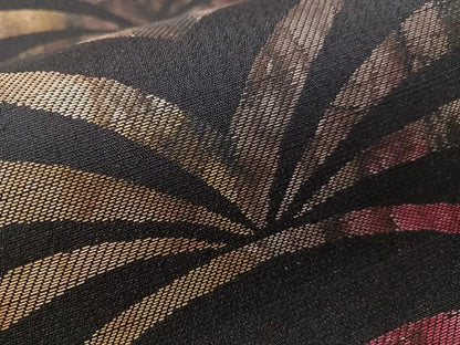 平和屋着物●六通柄袋帯　吉祥文　黒地　正絹　逸品　未使用　CABN2912vp