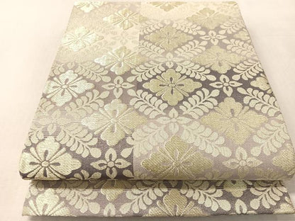 平和屋着物●全通柄袋帯　菱花文　金糸　正絹　逸品　未使用　CABN2913vp