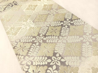 平和屋着物●全通柄袋帯　菱花文　金糸　正絹　逸品　未使用　CABN2913vp