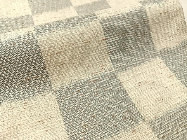 平和屋着物●全通柄袋帯　ぜんまいつむぎ織　藍染苑　市松柄　金糸　正絹　逸品　CABN2915vp