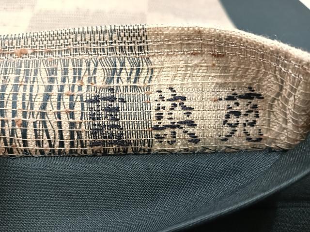 平和屋着物●全通柄袋帯　ぜんまいつむぎ織　藍染苑　市松柄　金糸　正絹　逸品　CABN2915vp