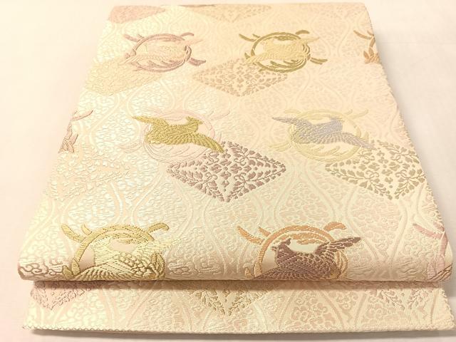 平和屋着物●六通柄袋帯　唐織　鳳凰丸文　金糸　正絹　逸品　未使用　CABN2917vp