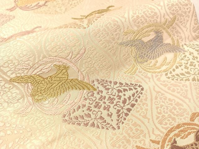 平和屋着物●六通柄袋帯　唐織　鳳凰丸文　金糸　正絹　逸品　未使用　CABN2917vp