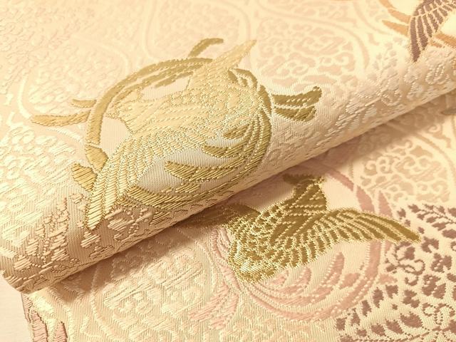 平和屋着物●六通柄袋帯　唐織　鳳凰丸文　金糸　正絹　逸品　未使用　CABN2917vp