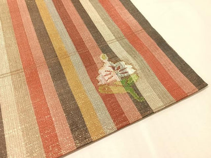 平和屋着物●太鼓柄袋帯　すくい織　孔雀花文　金通し地　正絹　逸品　CABN2920vp