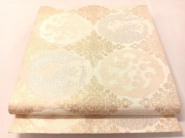 平和屋着物●六通柄　京袋帯　唐織　丸波龍華文　金糸　正絹　逸品　CABN2924vp