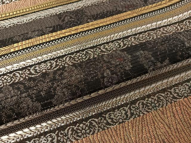 平和屋着物●六通柄袋帯　横段文　金銀糸　さが美扱い　正絹　逸品　CABN2928vp