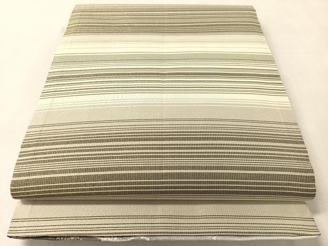 平和屋着物●両面　全通柄袋帯　枝葉文　銀通し地　正絹　逸品　CABN2931vp