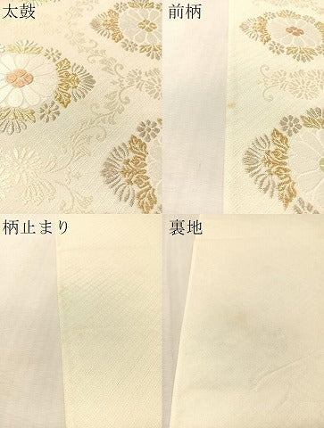 平和屋着物●六通柄袋帯　唐織　祝絹　菊土曜　菊華唐花文様　金糸　正絹　逸品　CABN2936vp