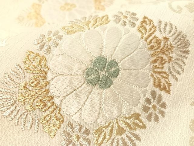 平和屋着物●六通柄袋帯　唐織　祝絹　菊土曜　菊華唐花文様　金糸　正絹　逸品　CABN2936vp