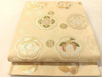 平和屋着物●六通柄袋帯　唐織　宮廷有職文様　金糸　正絹　逸品　CABN2940vp