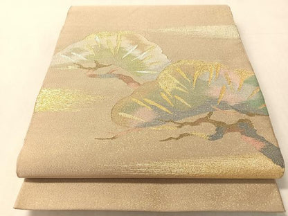 平和屋着物●爪掻き本綴れ　太鼓柄袋帯　松　金銀糸　正絹　逸品　CABN3003vp