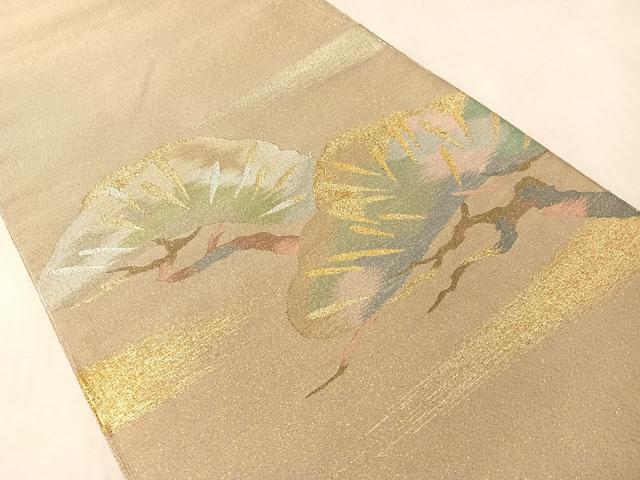 平和屋着物●爪掻き本綴れ　太鼓柄袋帯　松　金銀糸　正絹　逸品　CABN3003vp