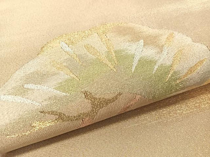 平和屋着物●爪掻き本綴れ　太鼓柄袋帯　松　金銀糸　正絹　逸品　CABN3003vp