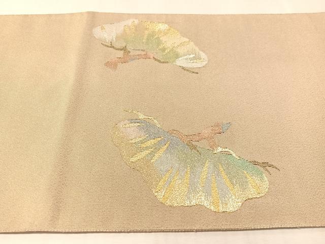平和屋着物●爪掻き本綴れ　太鼓柄袋帯　松　金銀糸　正絹　逸品　CABN3003vp