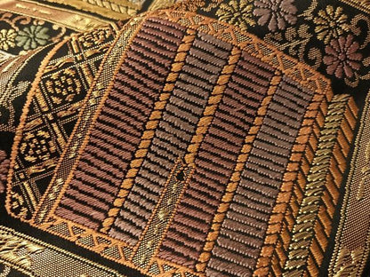 平和屋着物●六通柄袋帯　唐織　鎧縅　黒地　金糸　正絹　逸品　CABN3015vp