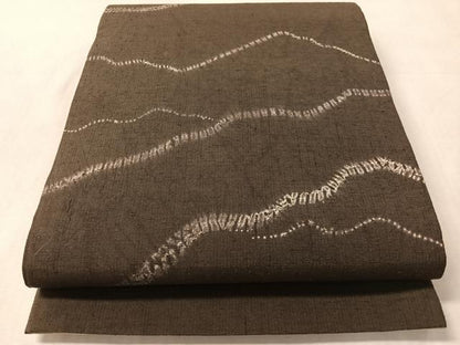 平和屋着物●両面　全通柄袋帯　紬地　絞り　流線文　正絹　逸品　CABN3016vp
