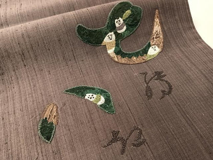 平和屋着物●中国三大刺繍　相良刺繍　太鼓柄袋帯　紬地　紙布　七転八起　正絹　逸品　CABN3017vp