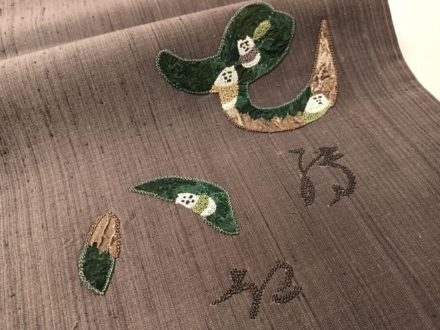 平和屋着物●中国三大刺繍　相良刺繍　太鼓柄袋帯　紬地　紙布　七転八起　正絹　逸品　CABN3017vp