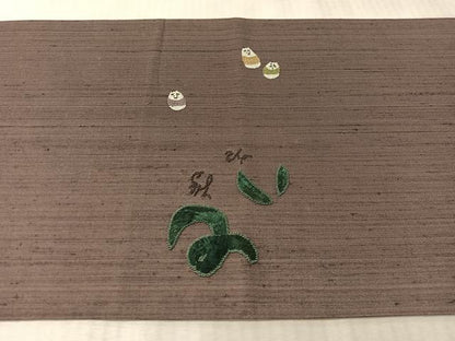 平和屋着物●中国三大刺繍　相良刺繍　太鼓柄袋帯　紬地　紙布　七転八起　正絹　逸品　CABN3017vp
