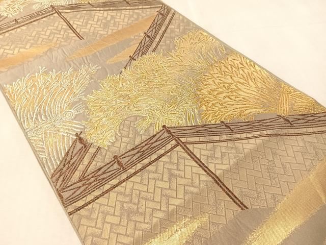 平和屋着物●西陣　川島織物　六通柄　本袋帯　籬文　金銀糸　正絹　逸品　CABN3020vp