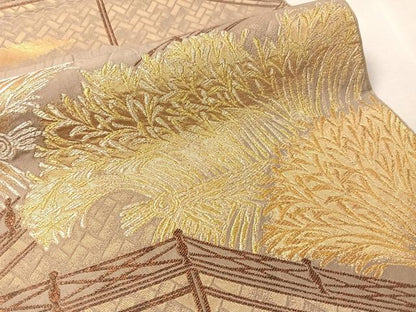 平和屋着物●西陣　川島織物　六通柄　本袋帯　籬文　金銀糸　正絹　逸品　CABN3020vp