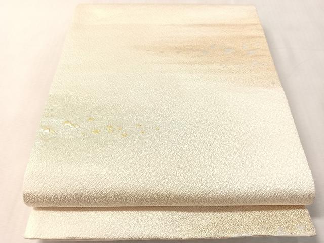 平和屋着物●染色作家　石田凱宣　両面　六通柄袋帯　唐織　霞舞桜　銀糸　正絹　逸品　CABN3023vp
