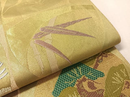 平和屋着物●六通柄袋帯　唐織　市松　松竹梅　金銀糸　正絹　逸品　CABN3024vp