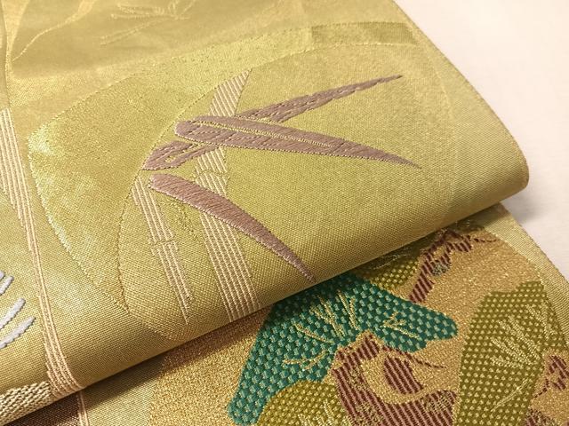 平和屋着物●六通柄袋帯　唐織　市松　松竹梅　金銀糸　正絹　逸品　CABN3024vp