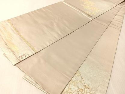 平和屋着物●龍村晋謹製　六通柄袋帯　大雅風竹錦　金銀糸　正絹　逸品　CABN3029vp