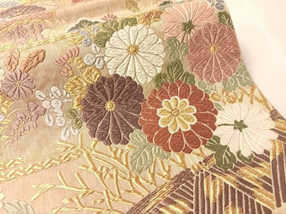 平和屋着物●六通柄袋帯　唐織　紫垣　藤花松文　金糸　正絹　逸品　CABN3033vp