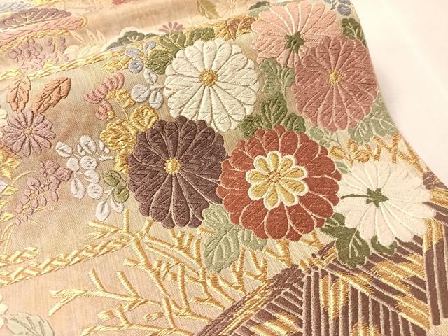 平和屋着物●六通柄袋帯　唐織　紫垣　藤花松文　金糸　正絹　逸品　CABN3033vp